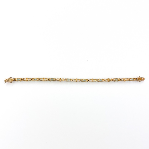 Gold Tone Sterling Silver Blue Topaz Bracelet - Picture 4 of 5